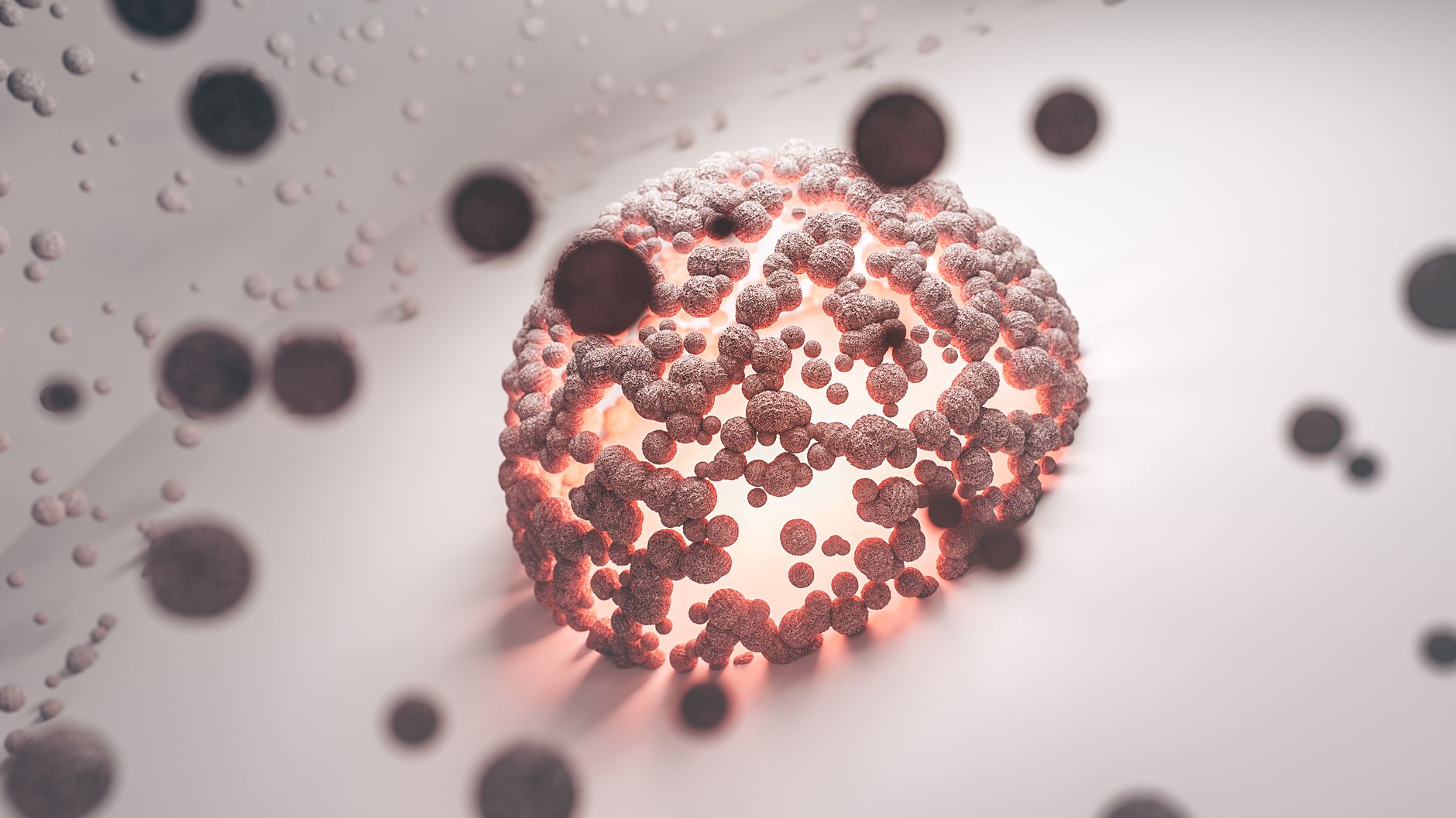 Abstract illustration of a cellular structure with a glowing core